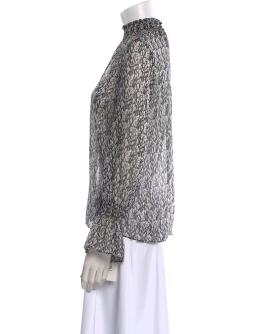 MISA Los Angeles Printed Mock Neck Blouse