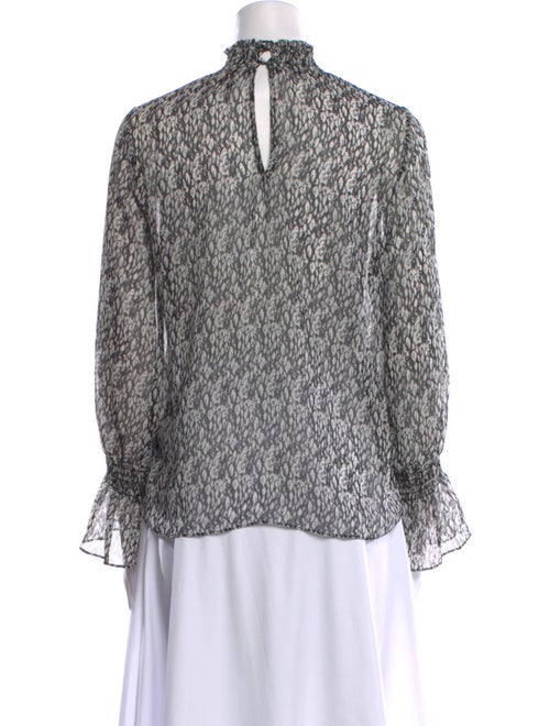 MISA Los Angeles Printed Mock Neck Blouse