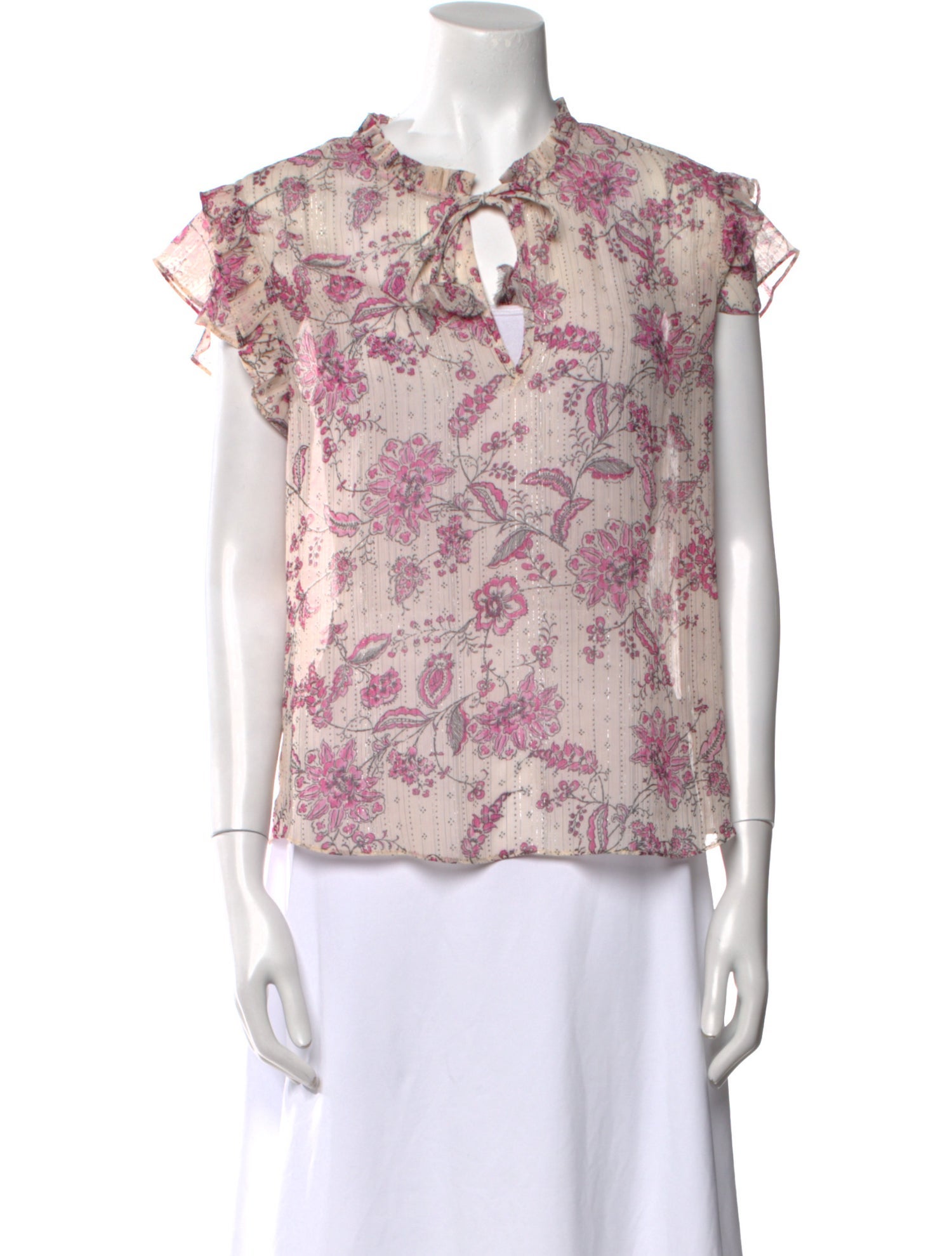 MISA Los Angeles Floral Print V-Neck Blouse