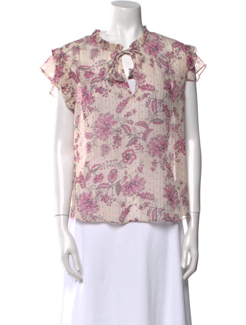 MISA Los Angeles Floral Print V-Neck Blouse