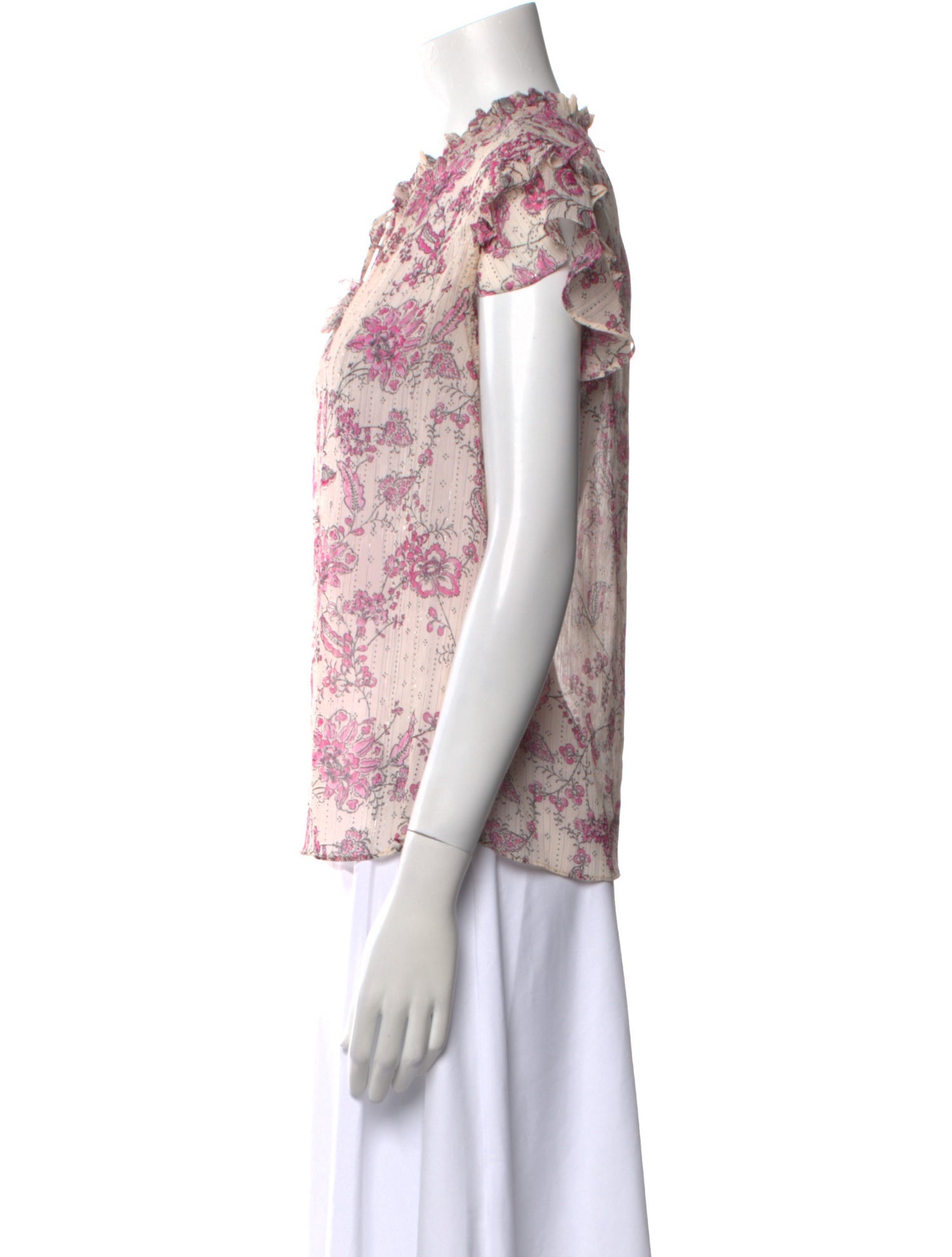 MISA Los Angeles Floral Print V-Neck Blouse