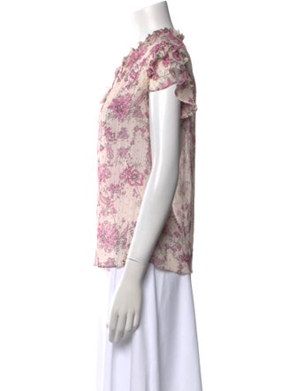 MISA Los Angeles Floral Print V-Neck Blouse