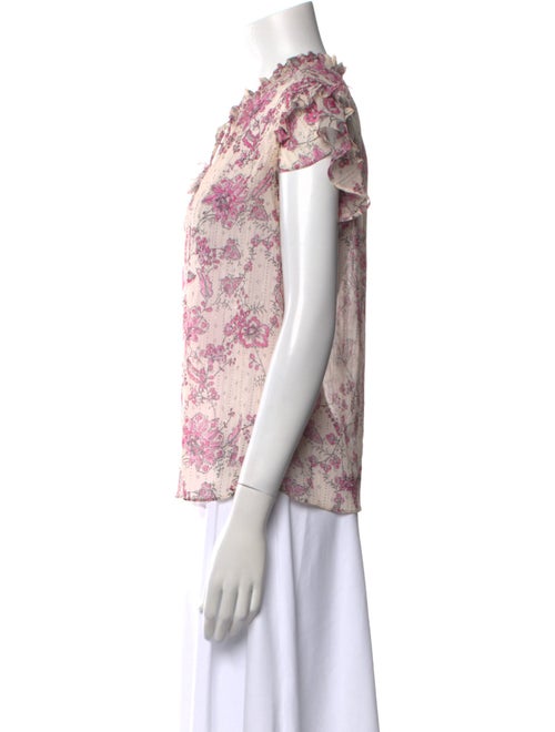 MISA Los Angeles Floral Print V-Neck Blouse