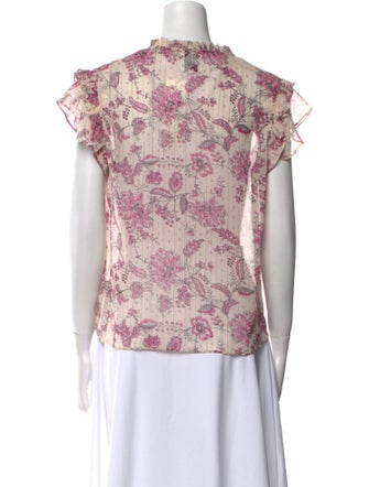 MISA Los Angeles Floral Print V-Neck Blouse