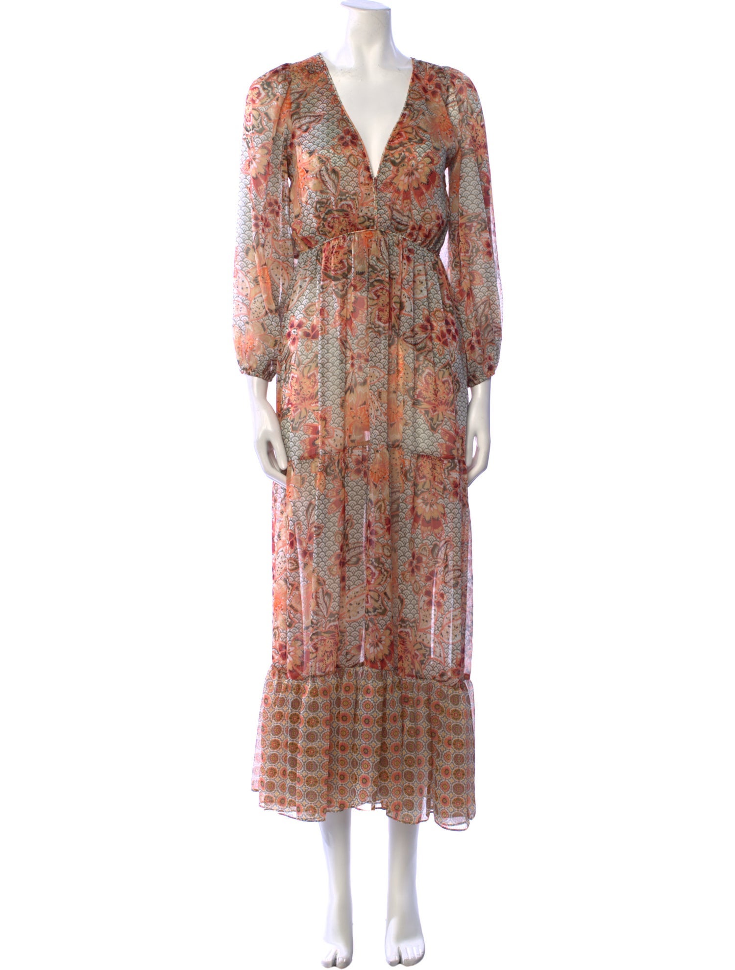 MISA Los Angeles Paisley Print Long Dress