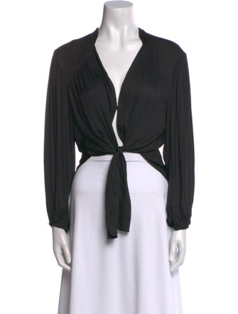 MISA Los Angeles V-Neck Long Sleeve Crop Top