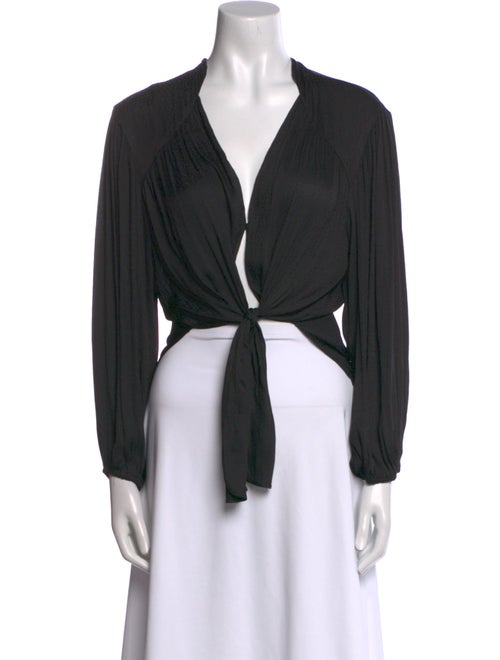 MISA Los Angeles V-Neck Long Sleeve Crop Top