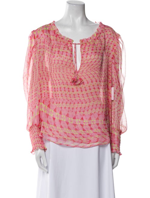 MISA Los Angeles Printed V-Neck Blouse