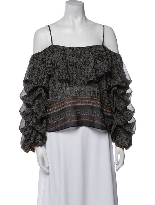 MISA Los Angeles Printed Square Neckline Crop Top