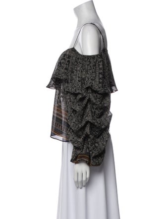 MISA Los Angeles Printed Square Neckline Crop Top