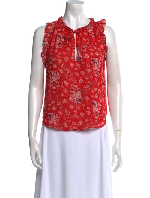 MISA Los Angeles Floral Print V-Neck Blouse