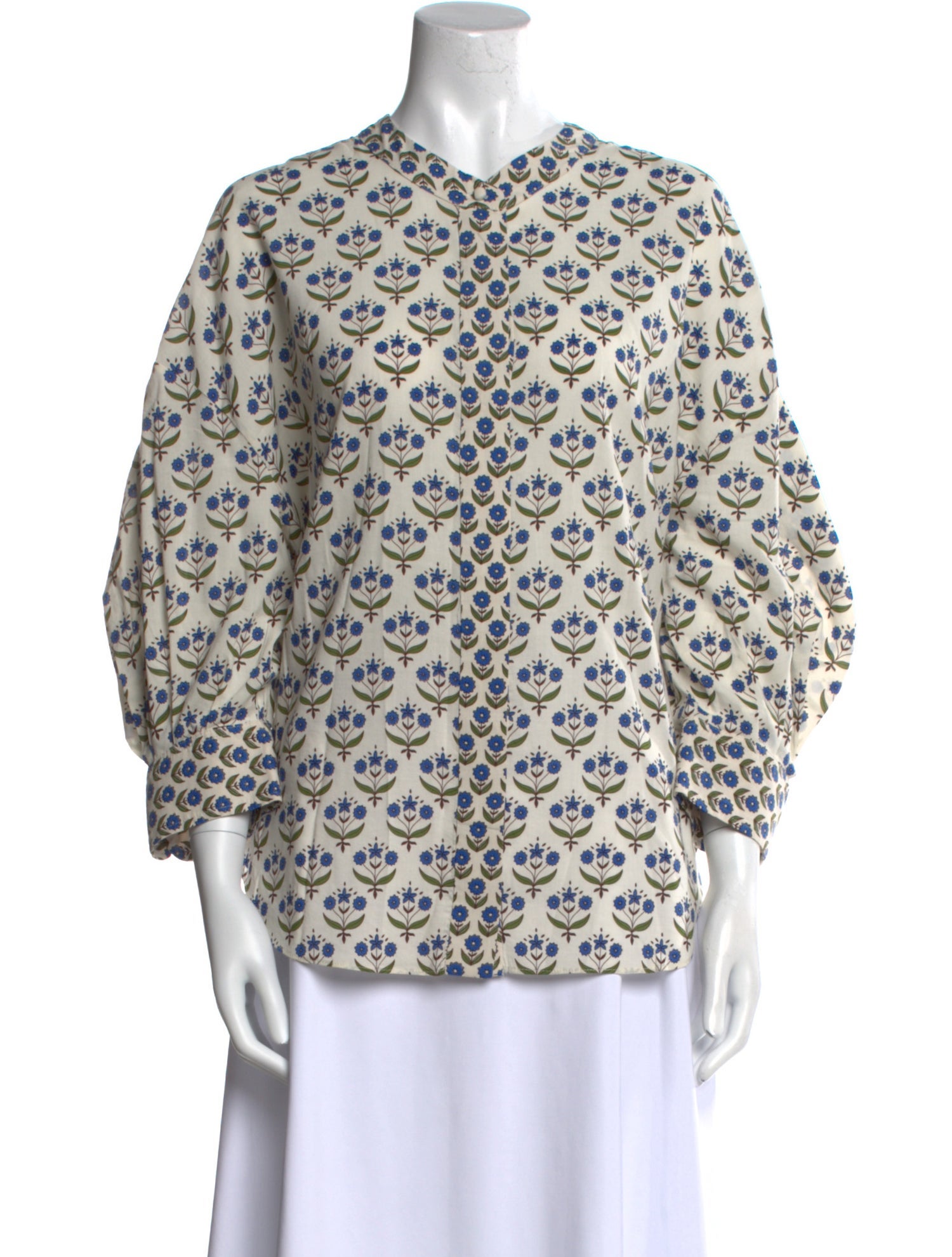 MISA Los Angeles Printed Mock Neck Blouse