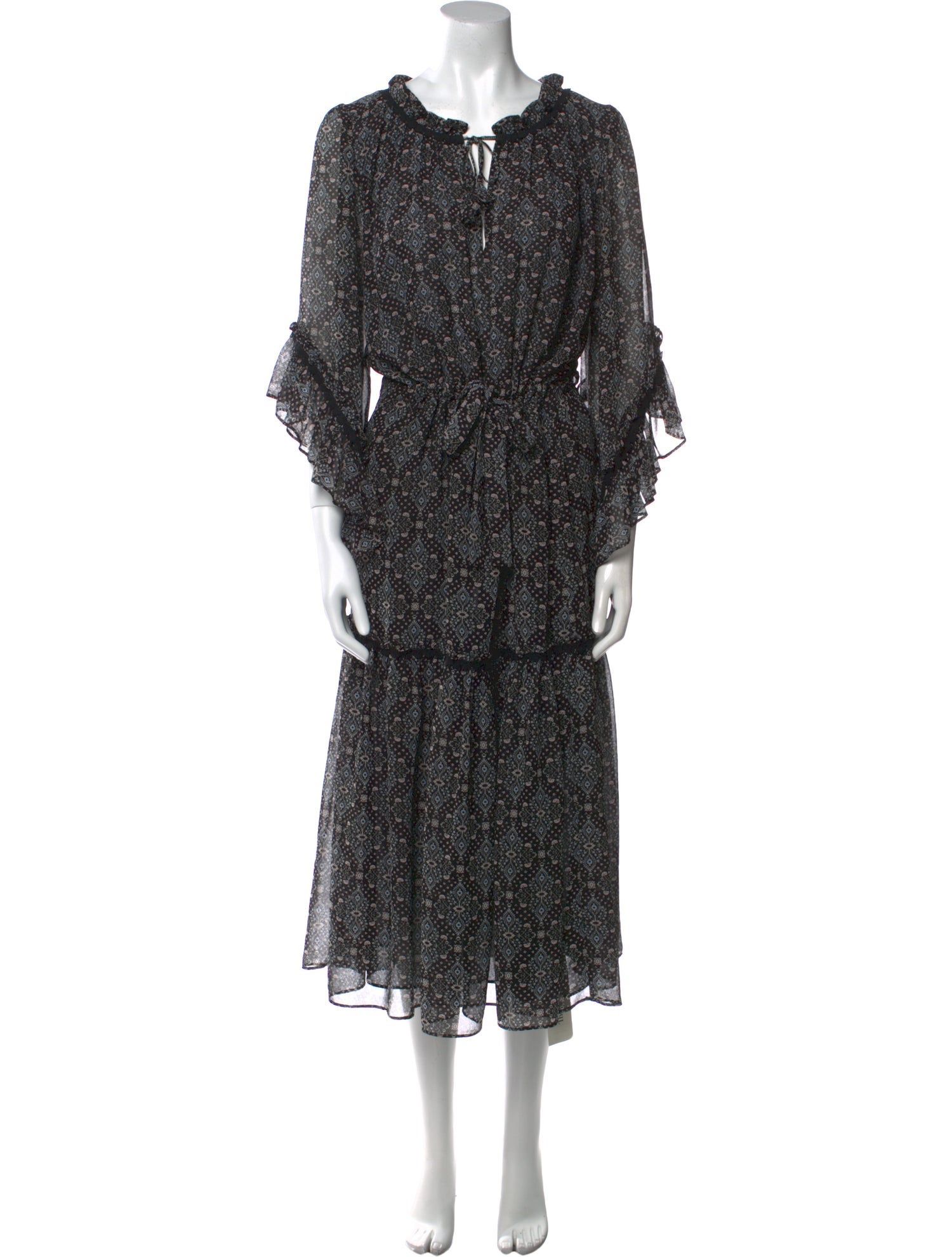 MISA Los Angeles Floral Print Midi Length Dress