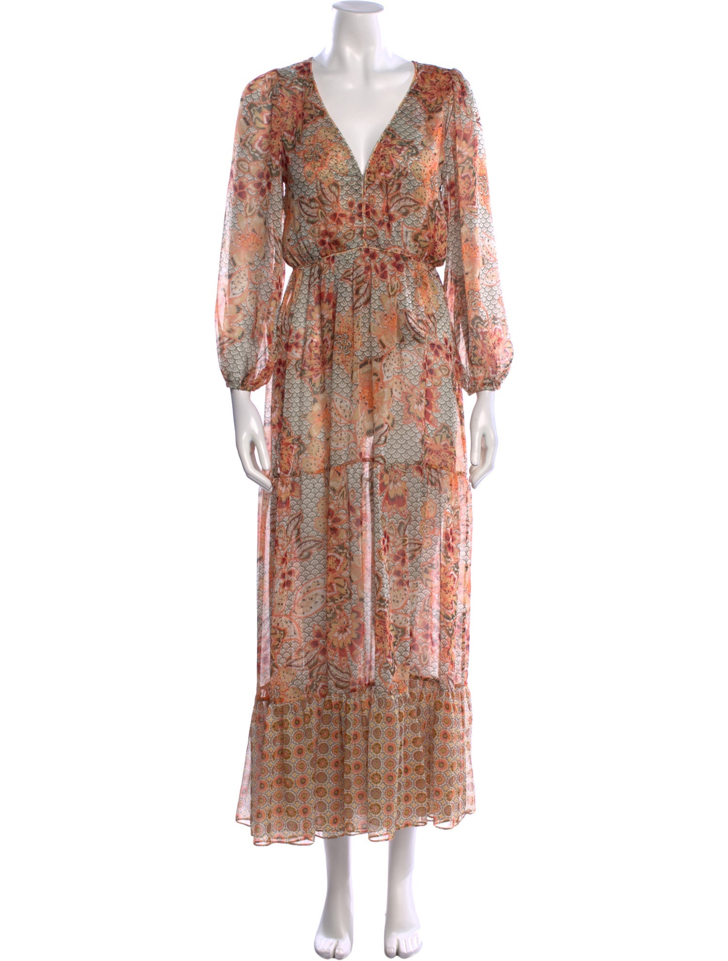 MISA Los Angeles Paisley Print Long Dress
