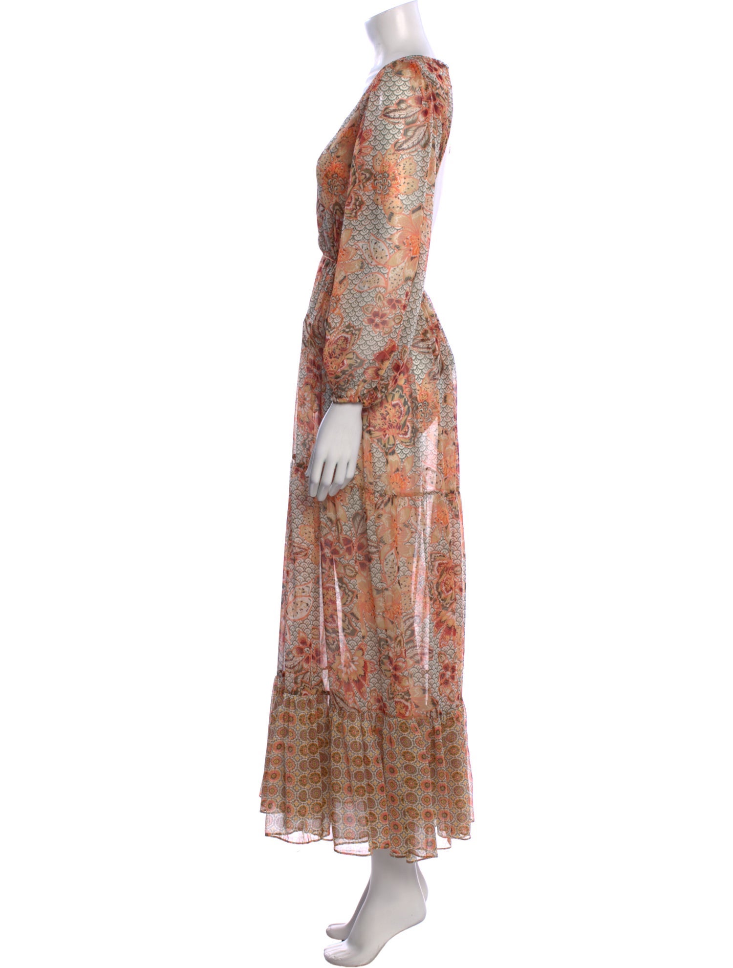 MISA Los Angeles Paisley Print Long Dress