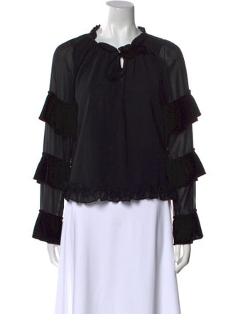 MISA Los Angeles Tie Neck Long Sleeve Blouse