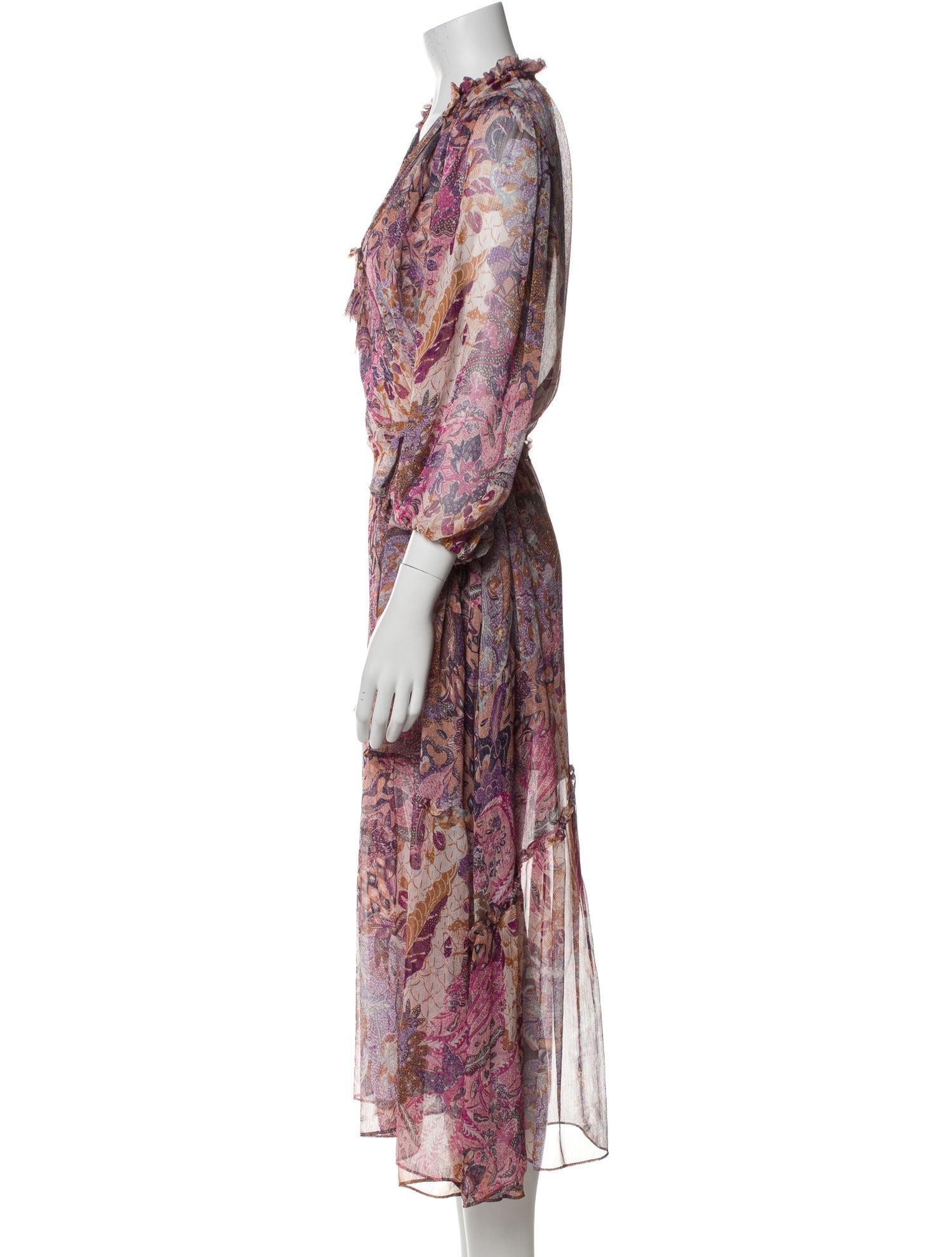 MISA Los Angeles Printed Ruffle Embellishment Nightgown