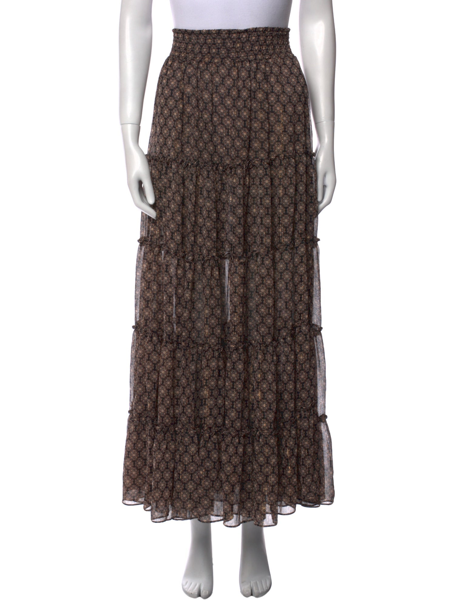 MISA Los Angeles Floral Print Midi Length Skirt