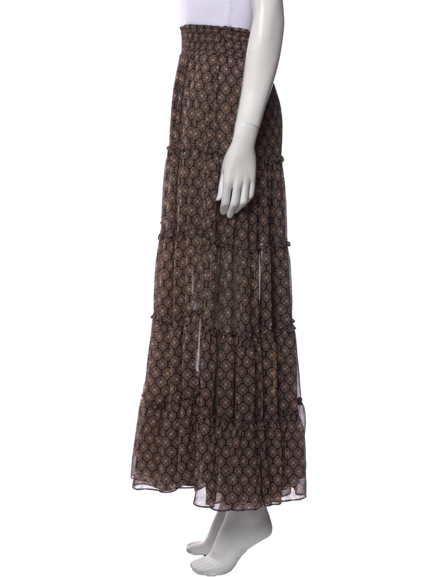 MISA Los Angeles Floral Print Midi Length Skirt