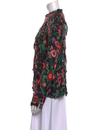 MISA Los Angeles Floral Print Mock Neck Blouse