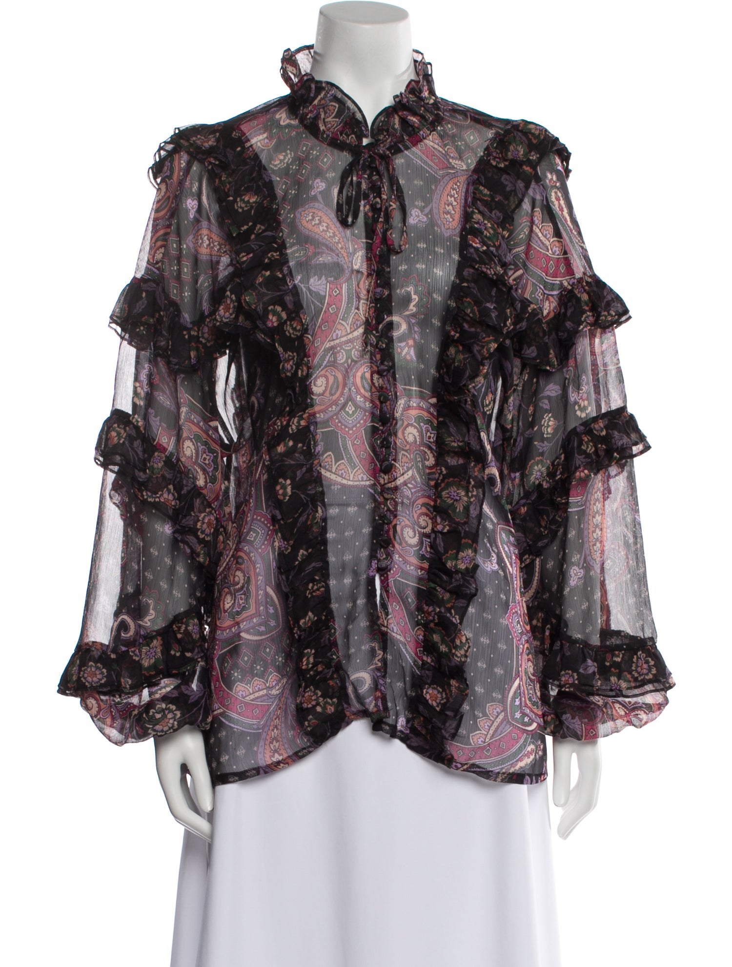 MISA Los Angeles Paisley Print Mock Neck Blouse w/ Tags