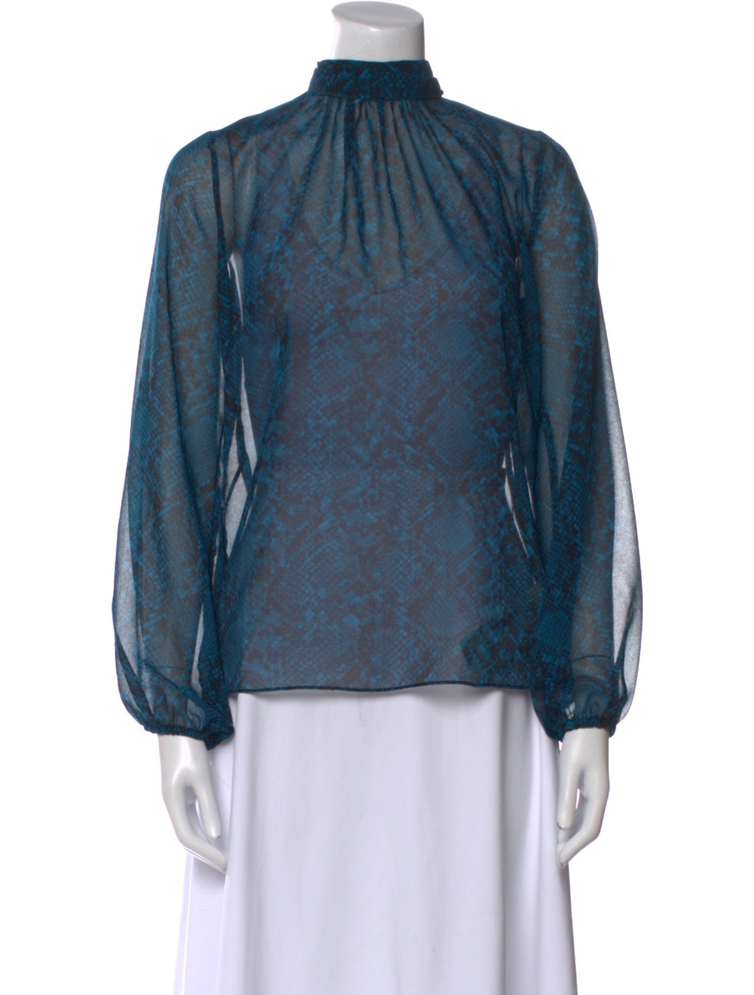 MISA Los Angeles Animal Print Mock Neck Blouse