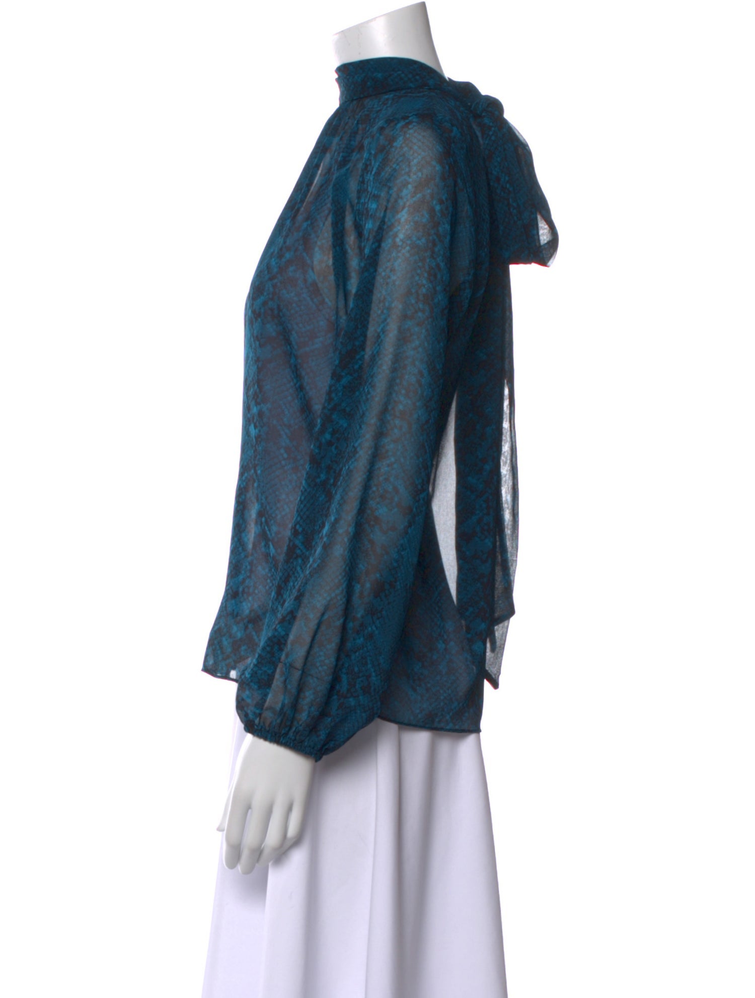 MISA Los Angeles Animal Print Mock Neck Blouse