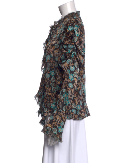 MISA Los Angeles Floral Print Mock Neck Blouse