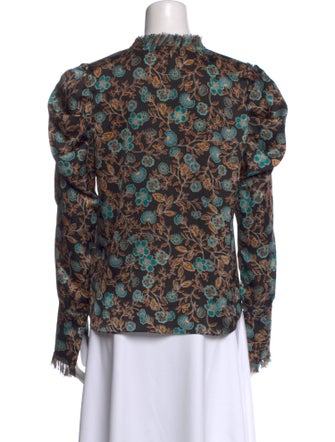 MISA Los Angeles Floral Print Mock Neck Blouse