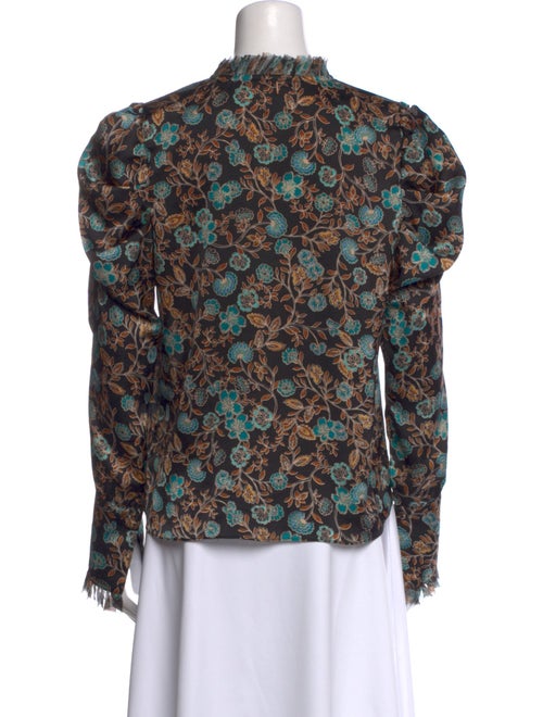 MISA Los Angeles Floral Print Mock Neck Blouse