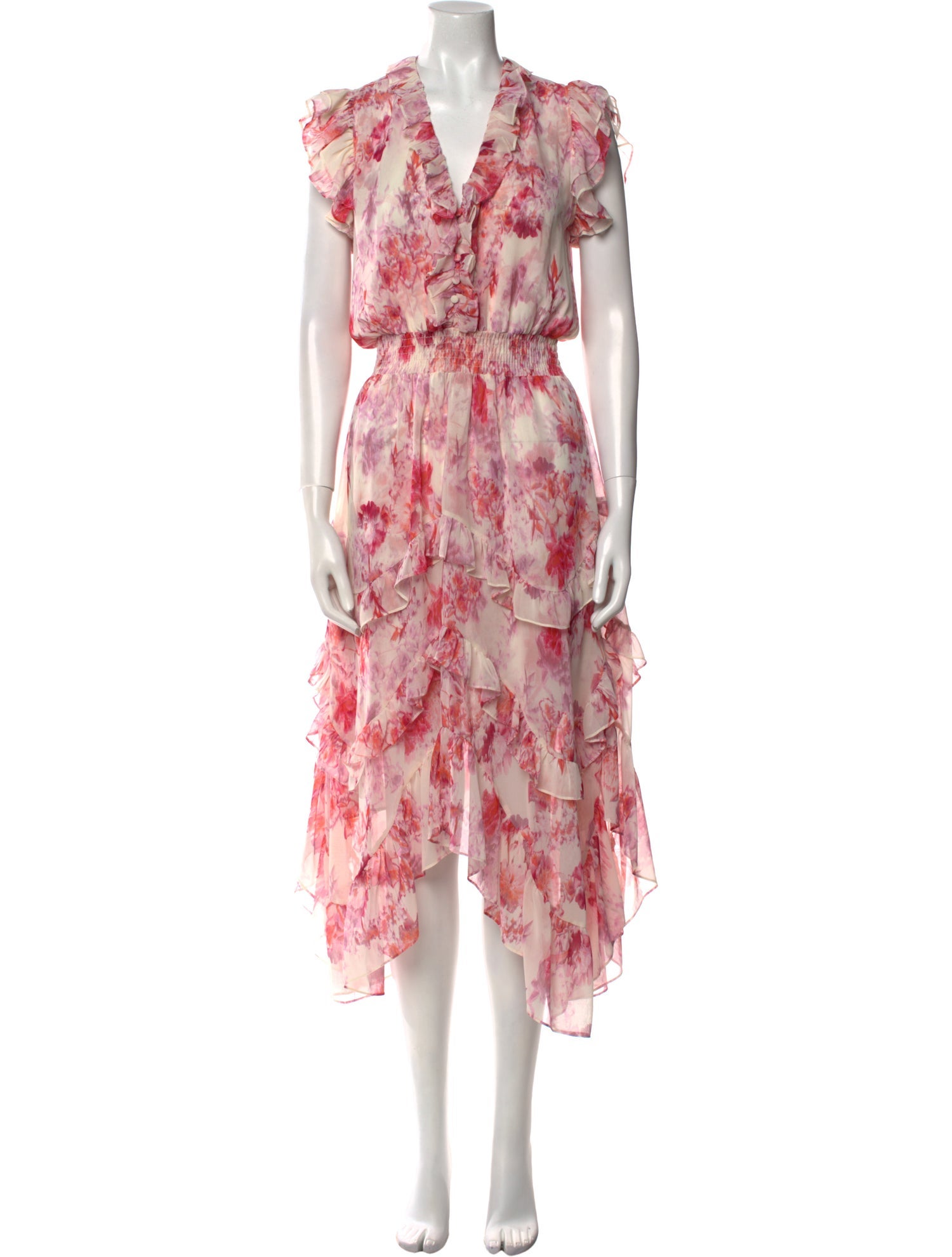 MISA Los Angeles Floral Print Knee-Length Dress