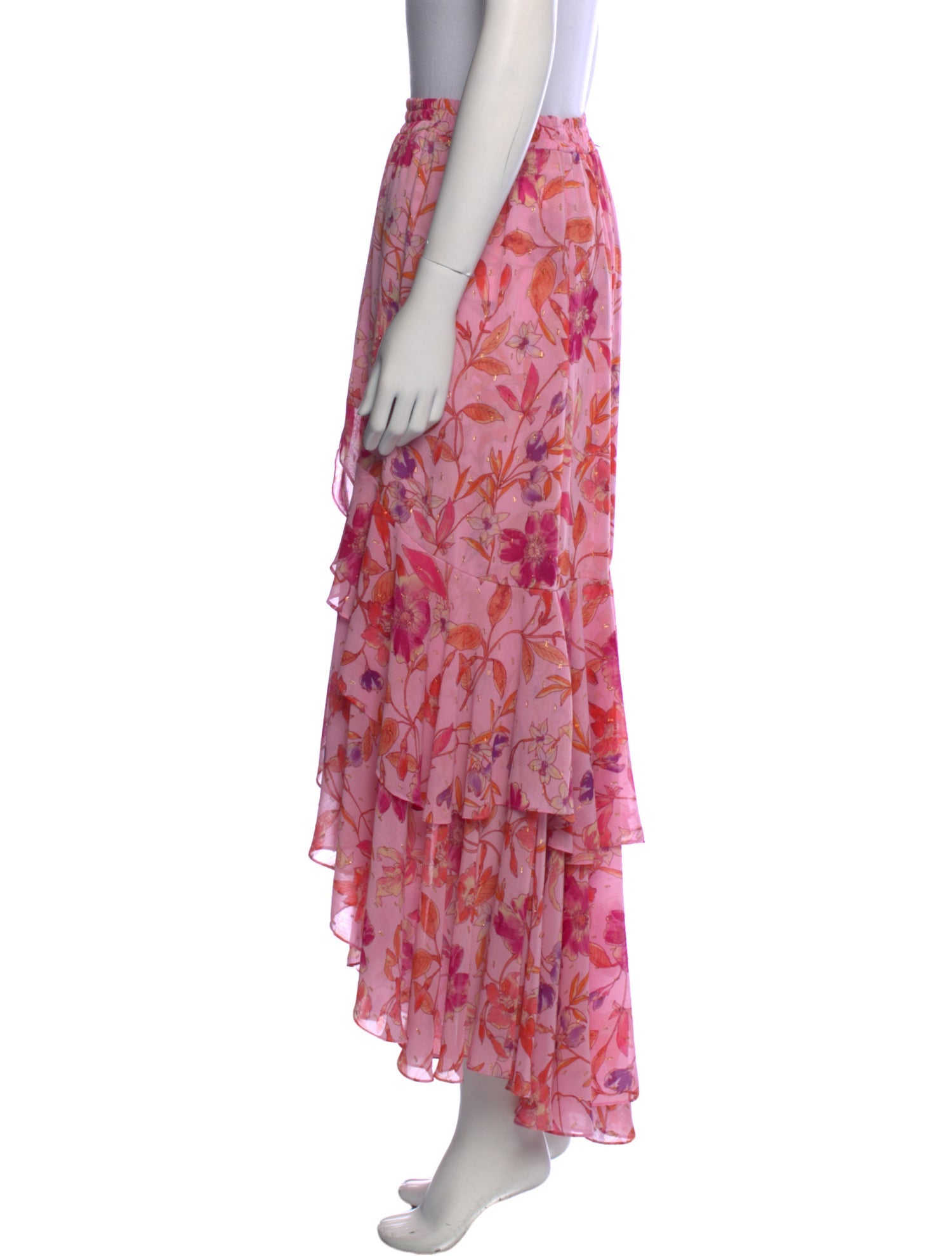 MISA Los Angeles Floral Print Midi Length Skirt