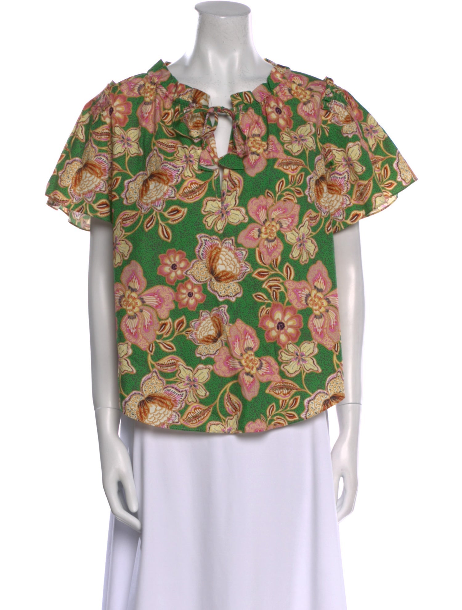 MISA Los Angeles Floral Print V-Neck Blouse w/ Tags