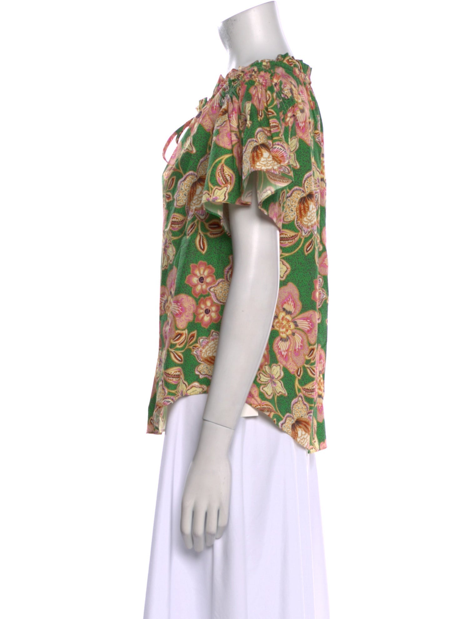 MISA Los Angeles Floral Print V-Neck Blouse w/ Tags