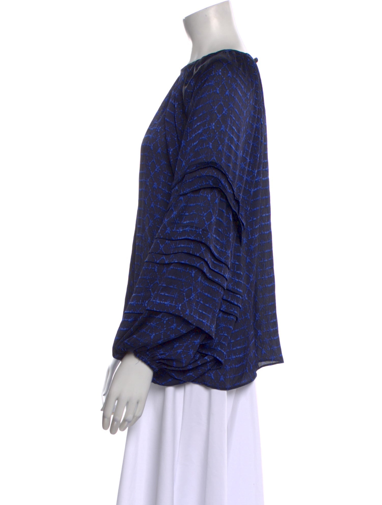 MISA Los Angeles Printed Bateau Neckline Blouse