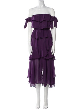 MISA Los Angeles Off-The-Shoulder Midi Length Dress