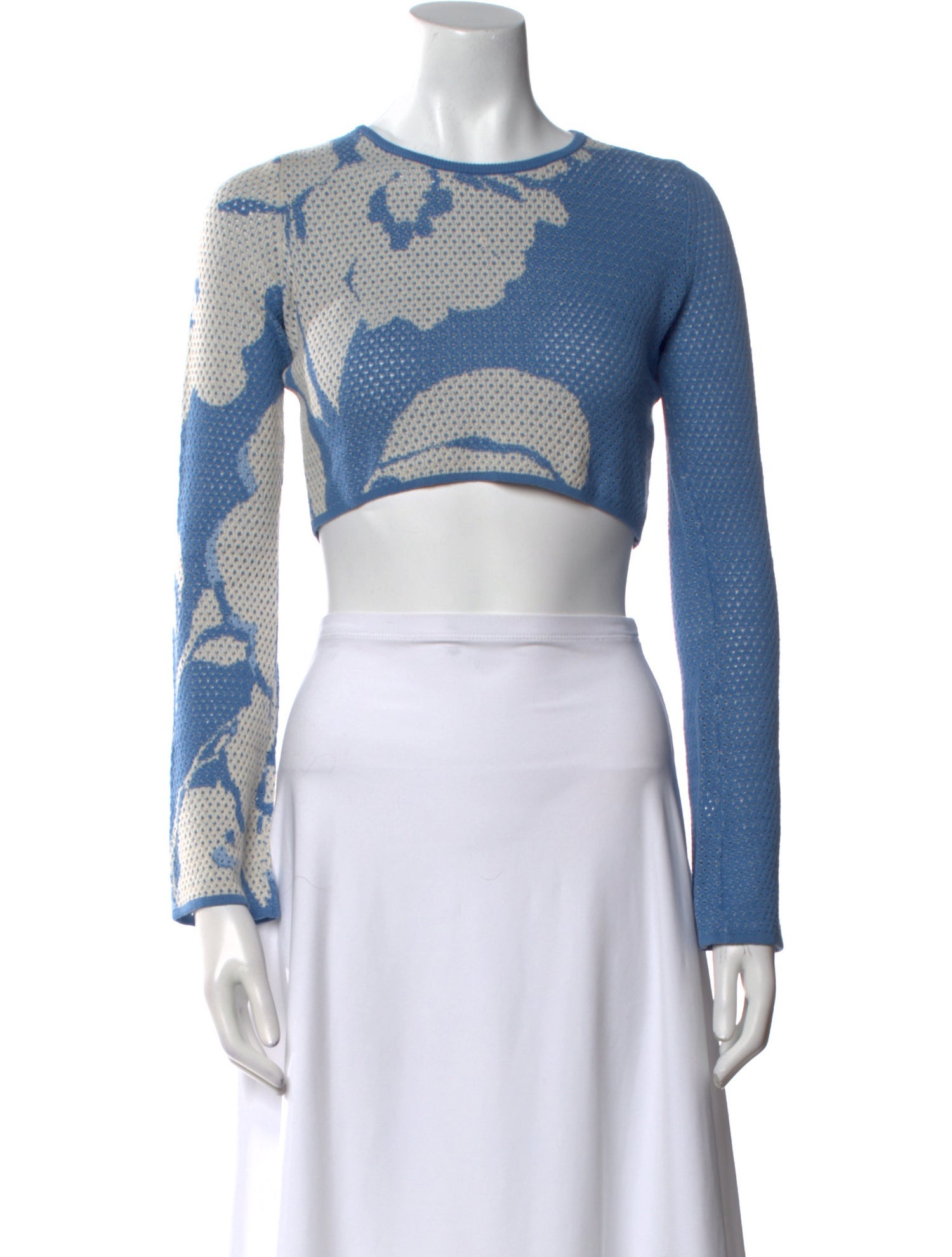 MISA Los Angeles Printed Crew Neck Crop Top