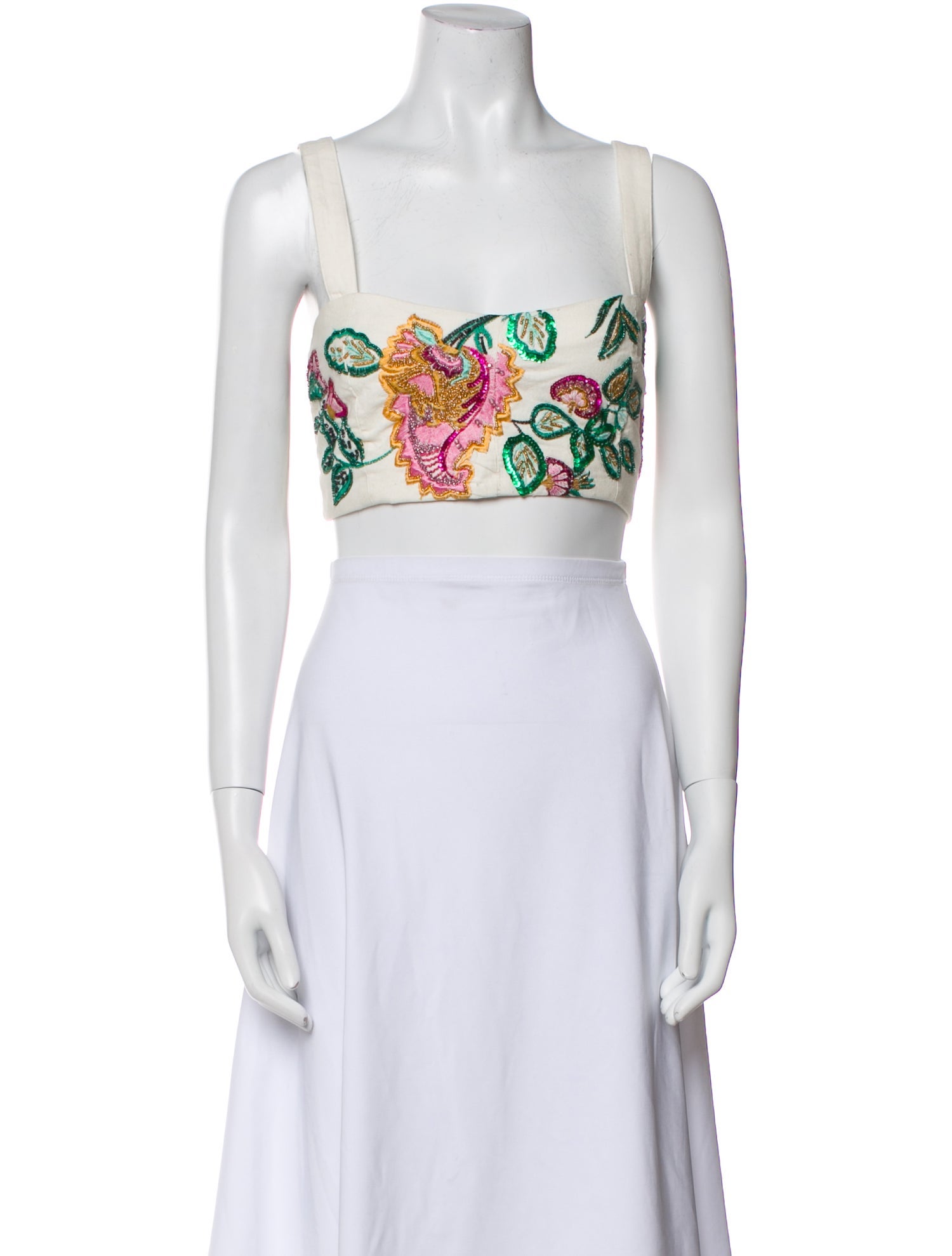 MISA Los Angeles Printed Square Neckline Crop Top