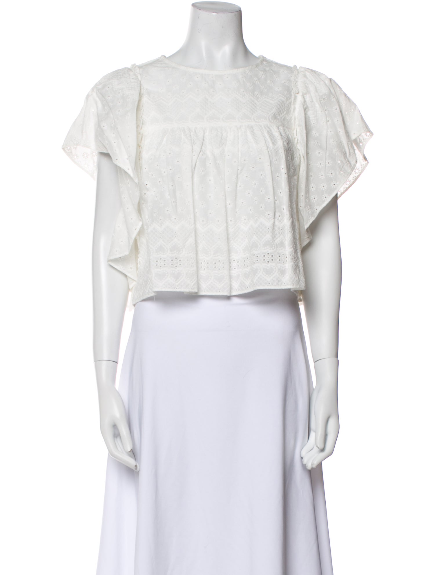 MISA Los Angeles Bateau Neckline Short Sleeve Crop Top