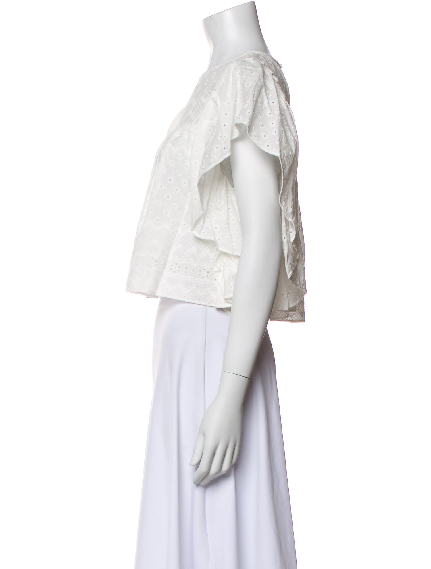 MISA Los Angeles Bateau Neckline Short Sleeve Crop Top