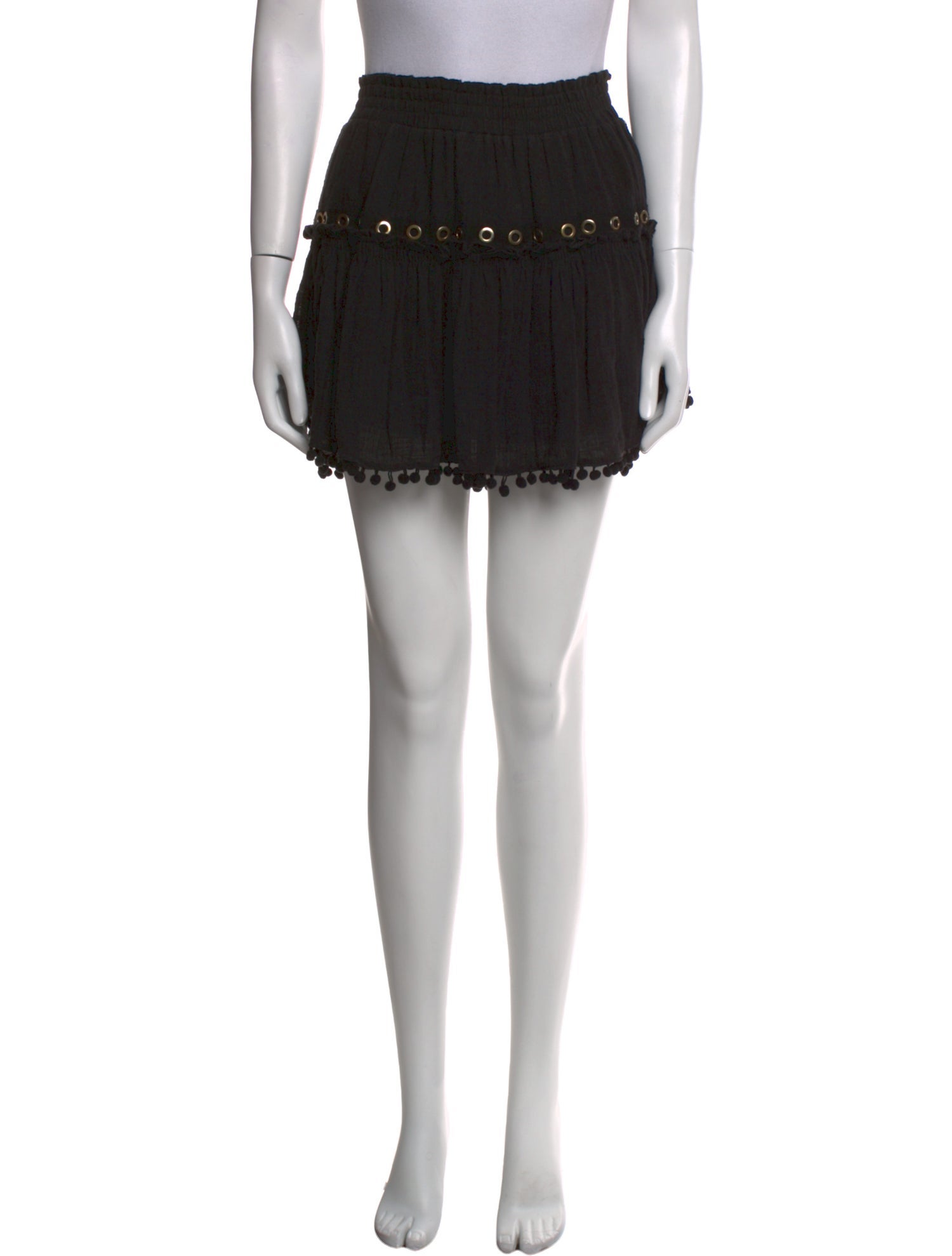 MISA Los Angeles Pom-Pom Embellishments Mini Skirt