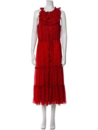 MISA Los Angeles Crew Neck Long Dress