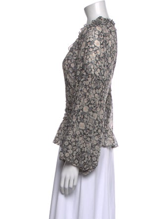 MISA Los Angeles Floral Print Mock Neck Blouse