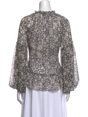 MISA Los Angeles Floral Print Mock Neck Blouse