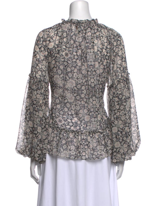 MISA Los Angeles Floral Print Mock Neck Blouse