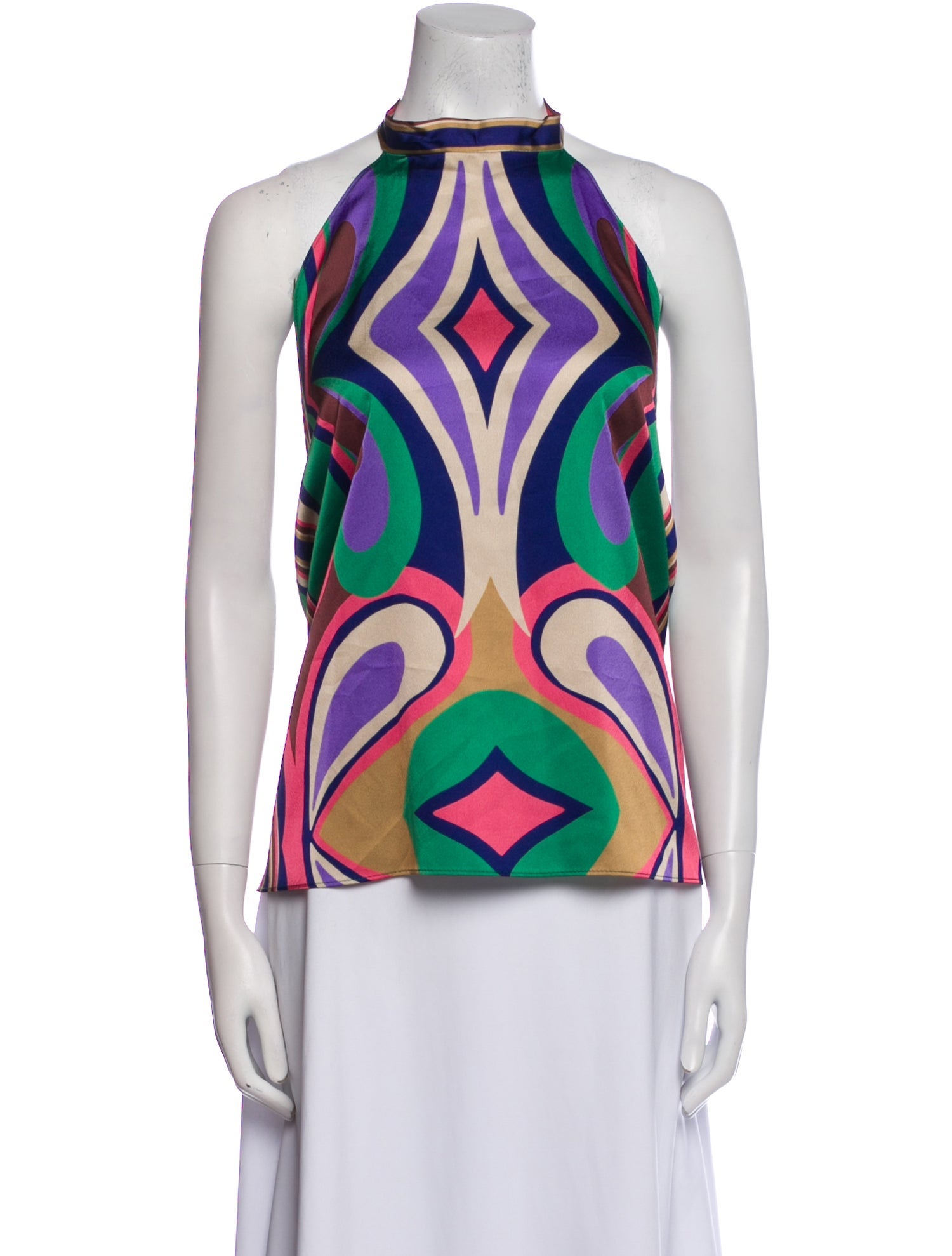 MISA Los Angeles Printed Mock Neck Blouse