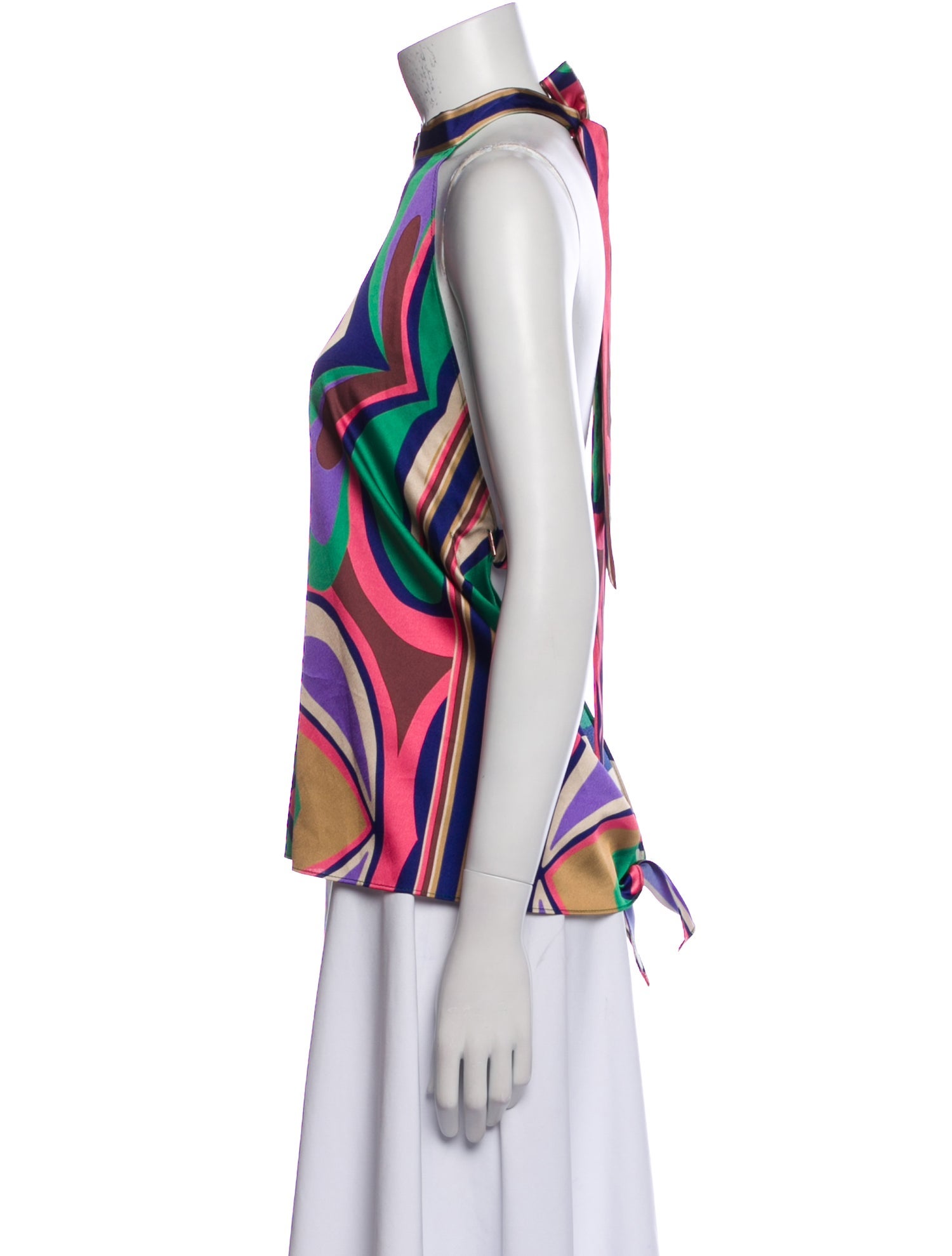 MISA Los Angeles Printed Mock Neck Blouse