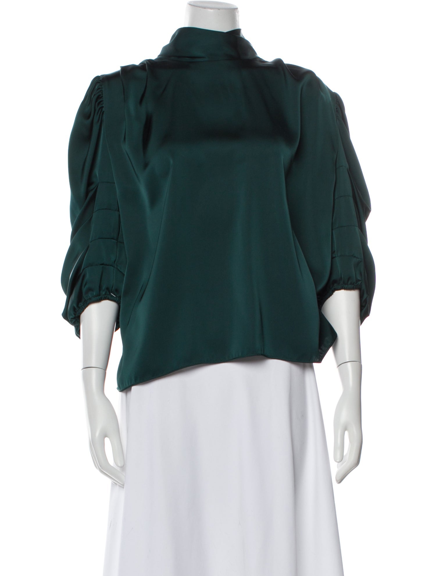 MISA Los Angeles Mock Neck Three-Quarter Sleeve Blouse