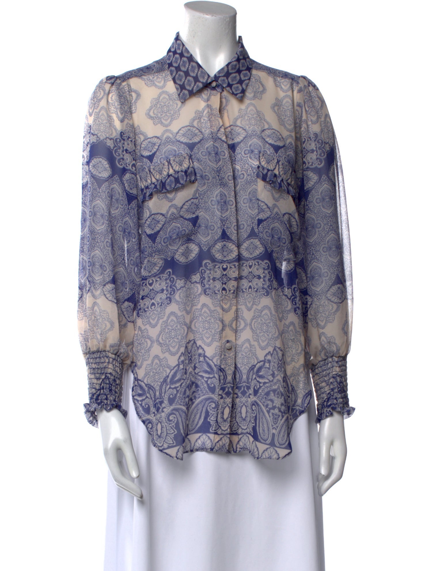 MISA Los Angeles Paisley Print Long Sleeve Button-Up Top
