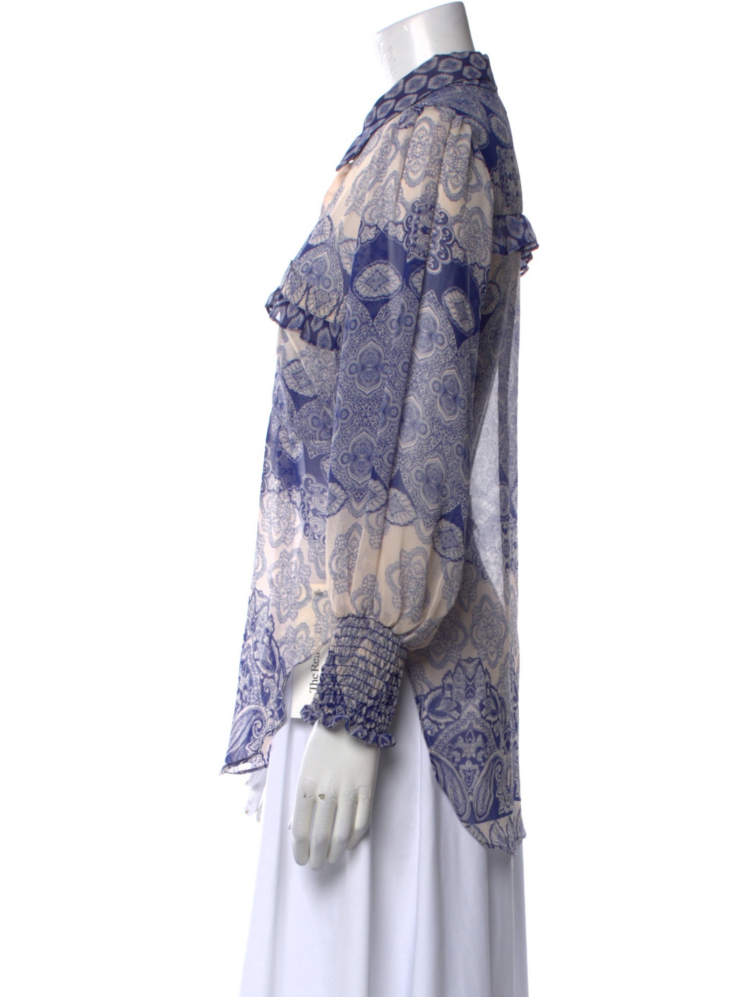 MISA Los Angeles Paisley Print Long Sleeve Button-Up Top